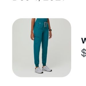 Large-FIGS-Womens-Pacific Blue- Zamora High Waisted Scrub-Pant